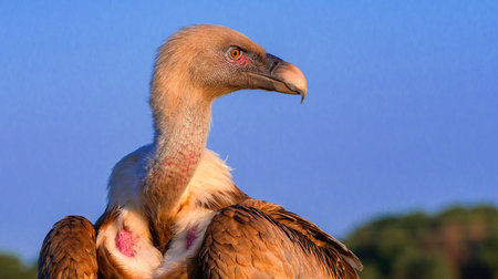 Eurasian Griffon Vulture, Gyps fulvus, Agricultural Fields, Castilla y Leon, Spain, Europeの写真素材