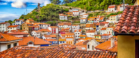 Cudillero, Fishing Village, Cantabrian Sea, Principality of Asturias, Spain, Europeの写真素材
