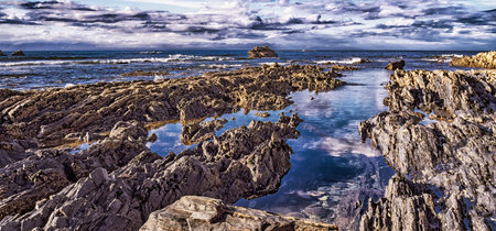 Beach of El Portizuelo, Protected Landscape of Occidental Coast of Asturias, Cantabrian Sea, Luarca,...
