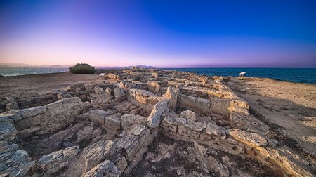 Necropolis Punta dels Fenicis, Necropolis of Son Real, 7th-1th Century BCE Talayotic Archaeological Site, PenÃ­nsula de Llevant Natural Park, Alcudia Bay, Mallorca, Balearic Islandsの写真素材