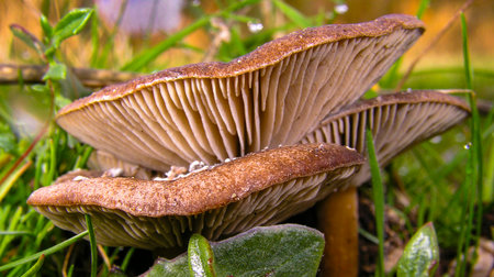 Wild Mushrooms, Valsain Forest, Sierra de Guadarrama National Park, Segovia, Castile Leon, Spain, Europeの写真素材
