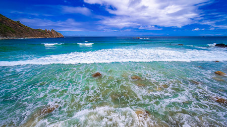 Aguilar Beach, Cantabrian Sea, Muros de NalÃ³n, Principality of Asturias, Spain, Europeの写真素材