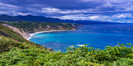 Vidio Cliffs Path, Cantabrian Sea, Surroundings of the Cabo de Vidio Lighthouse Path, Cudillero,...