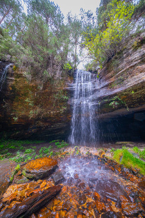Cueva Serena Fall Cave, Urbion Mountains, Duruelo de la Sierra, Soria, Castile and Leon, Spain, Europeの写真素材