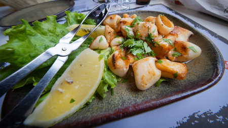 Fried Squid, Portuguese Cuisine, Portuguese Gastronomy, Portugal, Europeの写真素材