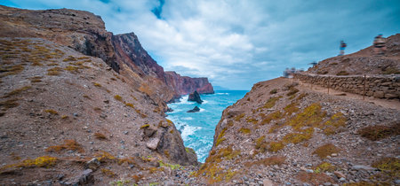 Vereda da Ponta de Sao Lourenco Footpath,  Ponta de Sao Lourenco Natural Reserve, Madeira, Portugal, Europeの写真素材
