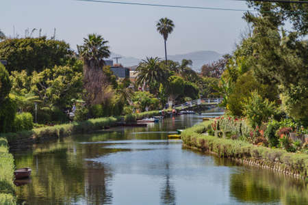Venice Canals View in Los Angeles Californiaの写真素材
