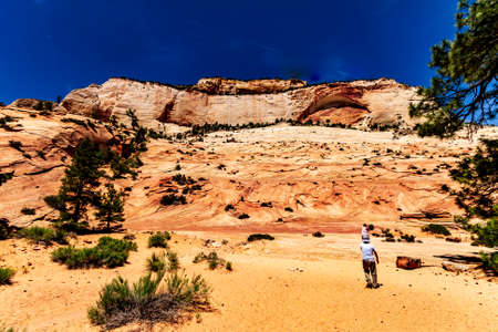 Hikers in Zionの写真素材