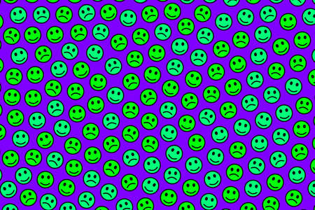 Life illustration. Chaotic template. Gathering with amusing smileys.の写真素材