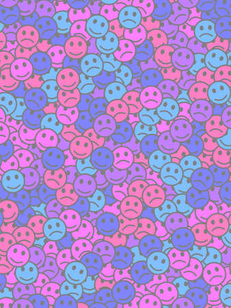 Life design. Irregular backdrounds. Message composed of comic smileys.の写真素材