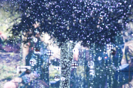 Festive elegant abstract background with bokeh lights and stars Textureの写真素材