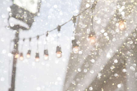 Festive elegant abstract background with bokeh lights and stars Textureの写真素材