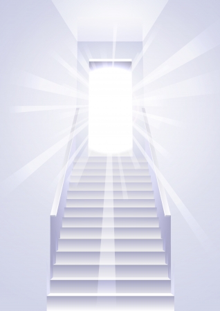 Ascension on a ladder in the white room のイラスト素材