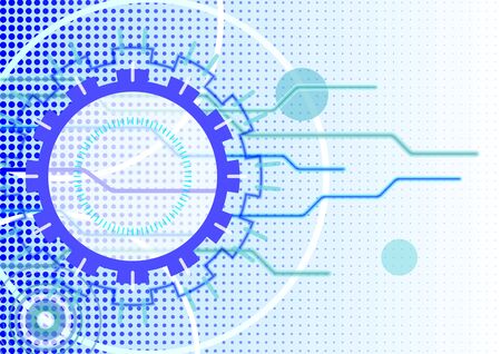 technical abstract blue background with circle forms in horizontal formatのイラスト素材