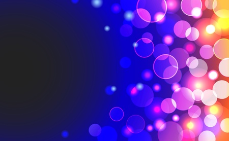 Vector abstract background with shiny blurred blue, yellow, pink colored lights in horizontal formatのイラスト素材