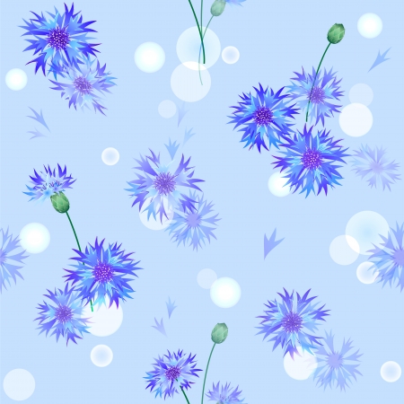 Vector blue seamless pattern with gentle bluebottle flowersのイラスト素材