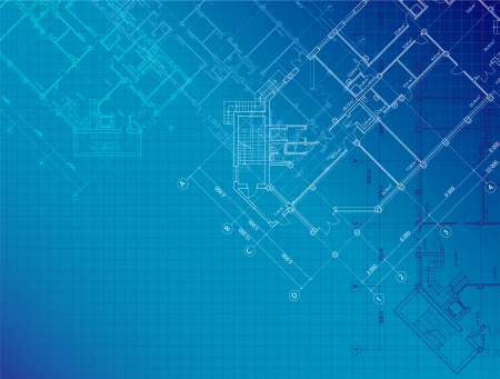 blue architectural with plans of buildings on the horizontal formatのイラスト素材