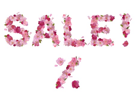 Vector spring inscription Sale  from pink cherry flowersのイラスト素材