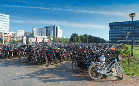 16 OCTOBER 2013 AMSTERDAM, NETHERLANDS The Huge Parking of bicycles parking of in Amsterdam shows a...