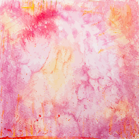 Vector Hand Drawn Square Pink and Orange Watercolor Grunge Backgroundのイラスト素材