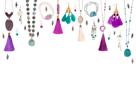 Isolated handmade jewelry on the white backgroundの写真素材