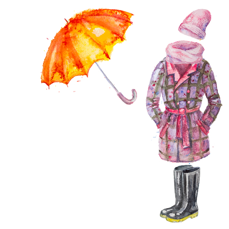 Vector Watercolor Clothing and Accessoriesのイラスト素材