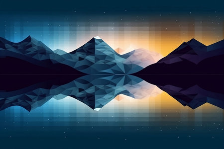 Mountains geometric triangular night landscape.の素材