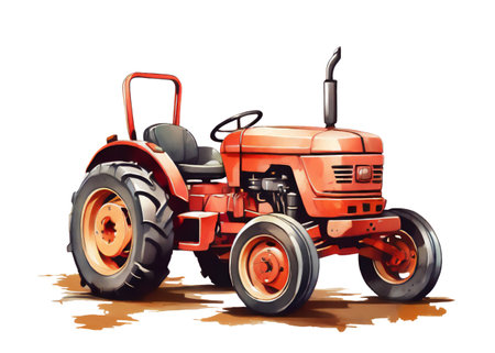 Agricultural tractor watercolor illustrationの素材