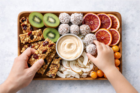 Healthy snacks and hot cocoaの素材