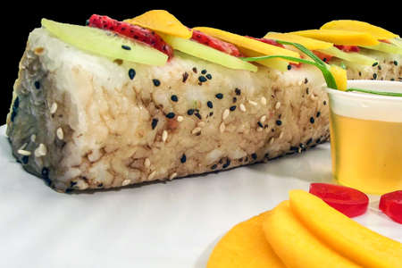 Delicious dinner eating Japanese food, sushi, sashimi, and more ....