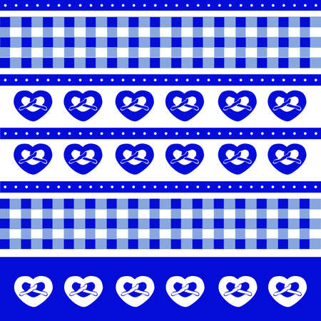 Bavarian traditional pattern with pretzels in blueのイラスト素材