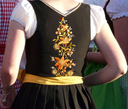 Girls wearing traditional dirndl in bavariaの写真素材
