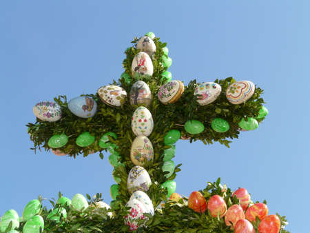 Fountain decorated with easter eggs