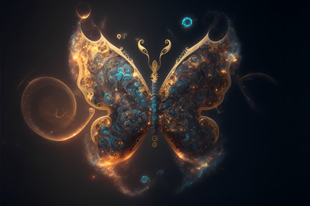 Abstract fractal background. Design element for brochure, advertisements, presentation, web and other graphic designer works. Digital collage.の素材