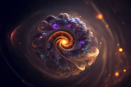 Abstract fractal. Fractal art background for creative design. Decoration for wallpaper, desktop, poster, cover booklet. Print for clothes, t-shirt. Creative illustration for designの素材