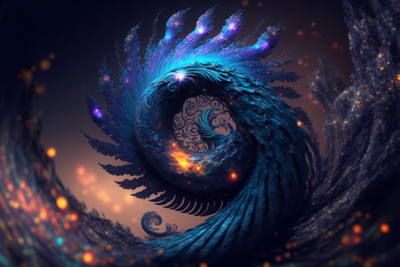 Abstract fractal. Fractal art background for creative design. Decoration for wallpaper, desktop, poster, cover booklet. Print for clothes, t-shirt. Creative illustration for designの素材