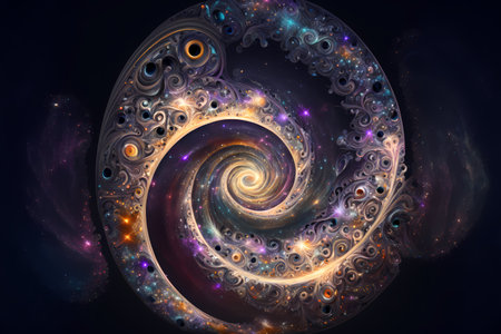 Abstract fractal. Fractal art background for creative design. Decoration for wallpaper, desktop, poster, cover booklet. Print for clothes, t-shirt. Creative illustration for designの素材
