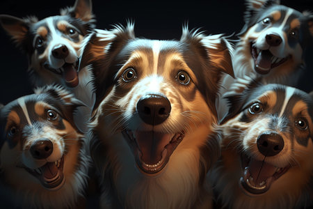 Cute dogs taking a selfieの素材