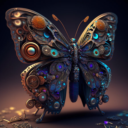 Fantasy butterfly. 3D illustration. 3D CG. High resolution.の素材