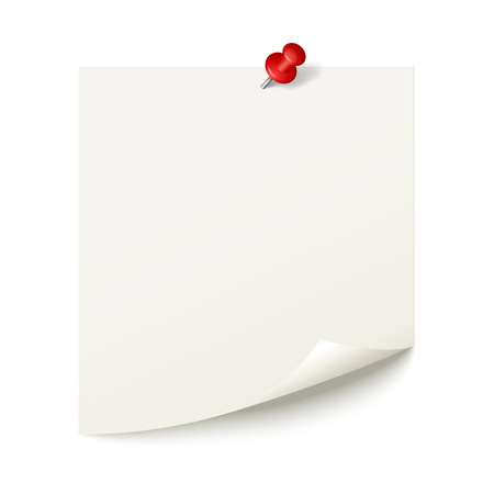 Note paper with red pin isolated on white backgroundのイラスト素材