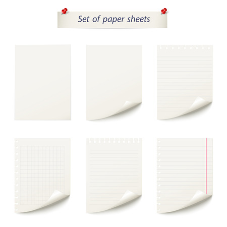 Set of paper sheets isolated on white backgroundのイラスト素材