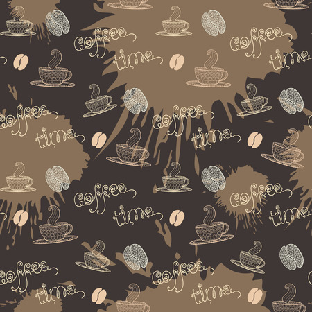 Seamles pattern Сoffee timeのイラスト素材