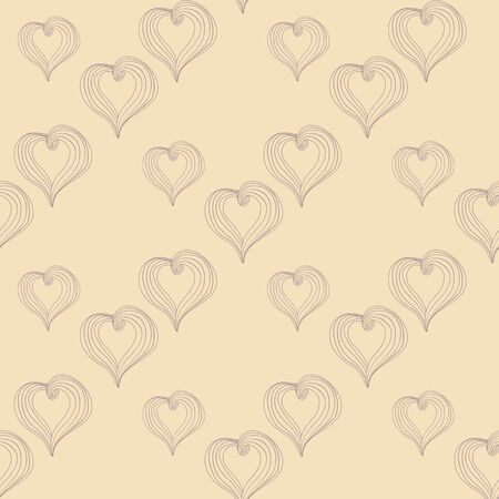 Seamless pattern with  Abstract Hearts on a beige backgroundのイラスト素材