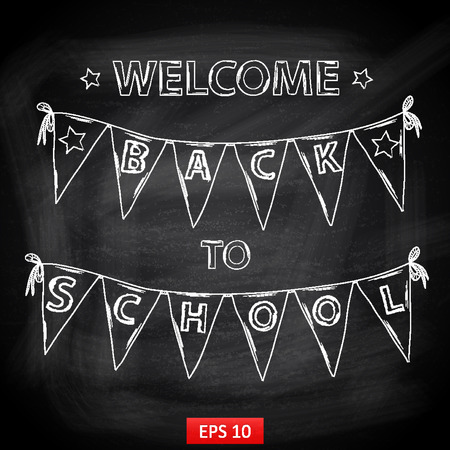 Chalk board Welcome back to schoolのイラスト素材
