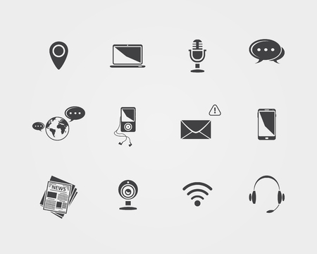 Vector Media and communication icons  isolated on a white backgroundのイラスト素材
