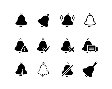 Bell icons set isolated on a white backgroundのイラスト素材