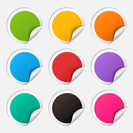 realistic round colorful sticker set with curved corner isolated on a white backgroundのイラスト素材