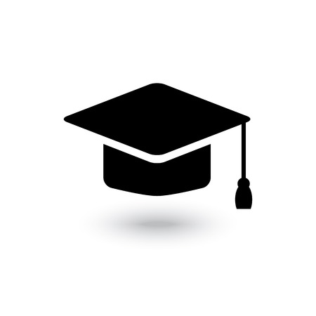 Vector black graduate cap icon isolated on a white backgroundのイラスト素材