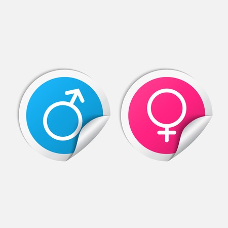 Male and female sexual orientation  icon,sticker with shadow isolated on a white backgroundのイラスト素材