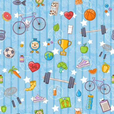 seamless pattern on a Healthy lifestyle theme のイラスト素材